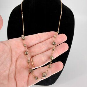 Callista Necklace – Gold Tone Wire Wrapped Necklace with Metallic Beads | 36” |